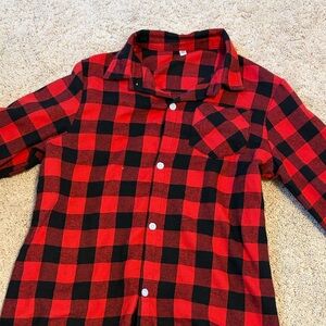 Red and Black Plaid Button Down Shirt